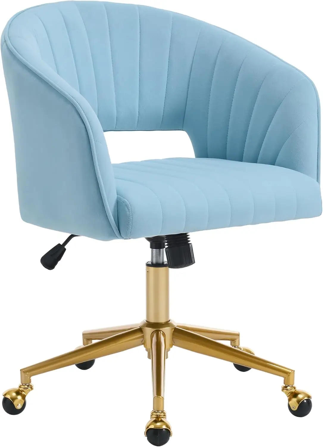Home Office Swivel Velvet Desk Chair Modern Tufted Accent Armchair with Gold Base Ergonomic Computer Task Stool for Living Room