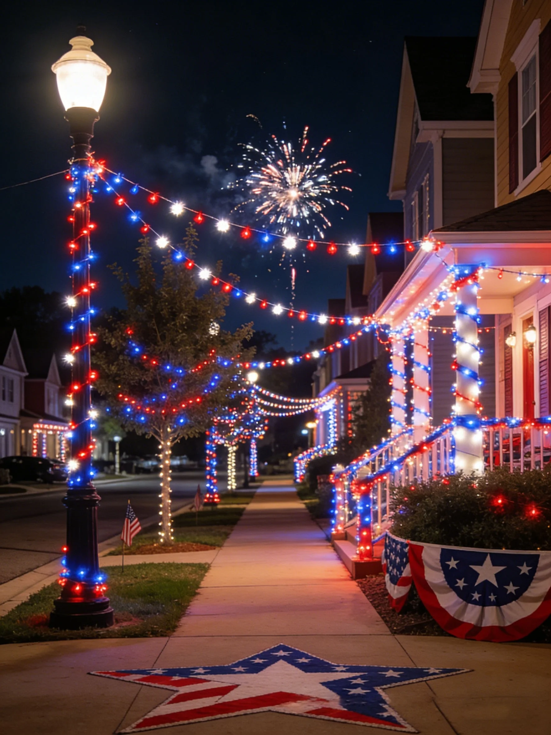2/4/6 Pack Independence Day Patriotic Solar Lights, 90Lm IP65, American Flag Stake Light & Red White Blue Solar String Lights, for 4Th of July Memorial Day Veterans Day Decor