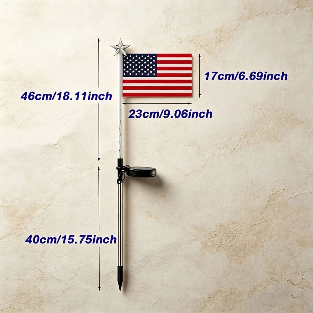 2/4/6 Pack Independence Day Patriotic Solar Lights, 90Lm IP65, American Flag Stake Light & Red White Blue Solar String Lights, for 4Th of July Memorial Day Veterans Day Decor