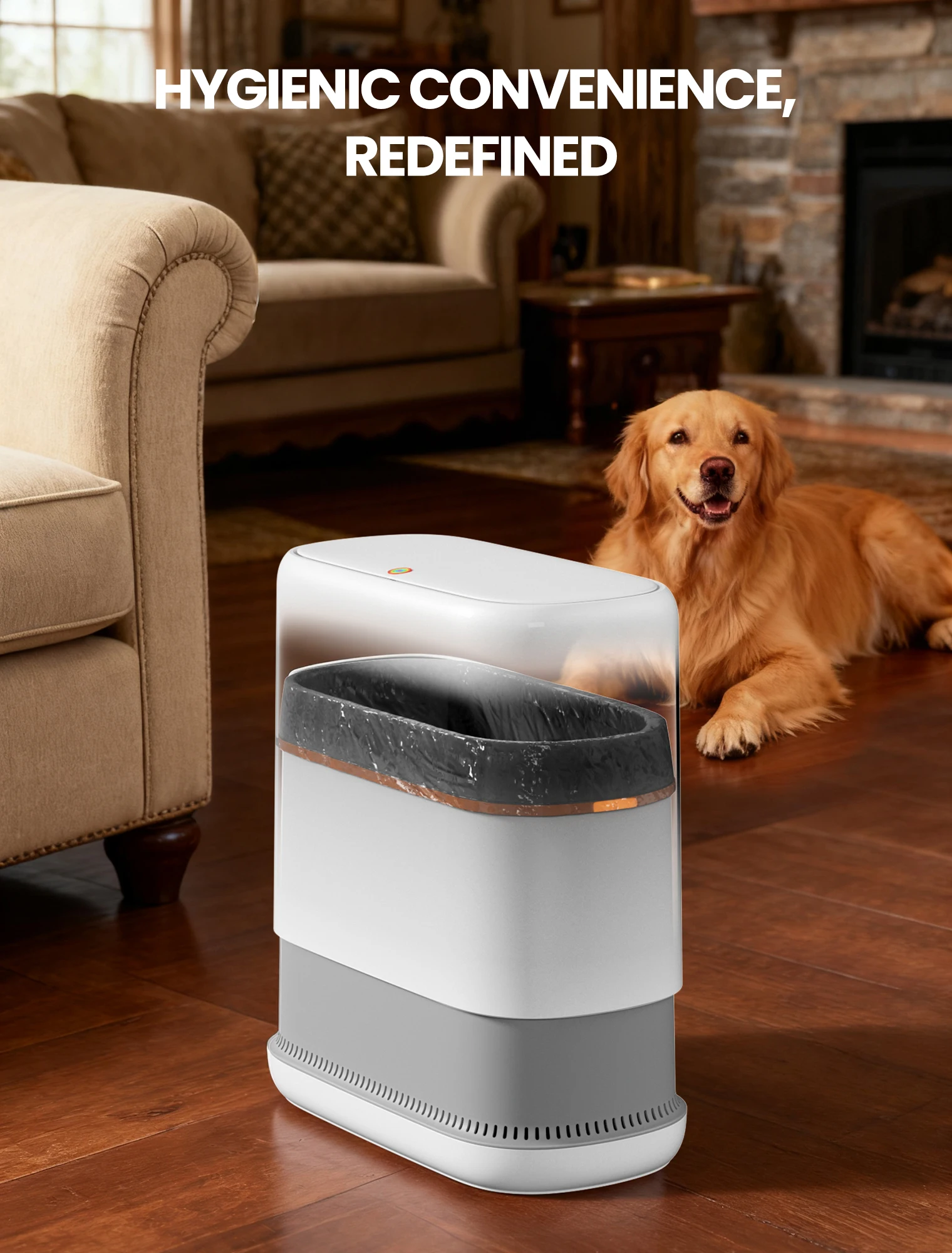 Joybos 3.3 Gallon Slim Trash Can For Bathroom, Auto-Bagging & One-Press Lid, 12.5L Large Waste Bin For Narrow Gap, Modern Hands-Free Garbage Pail For Bedroom Office