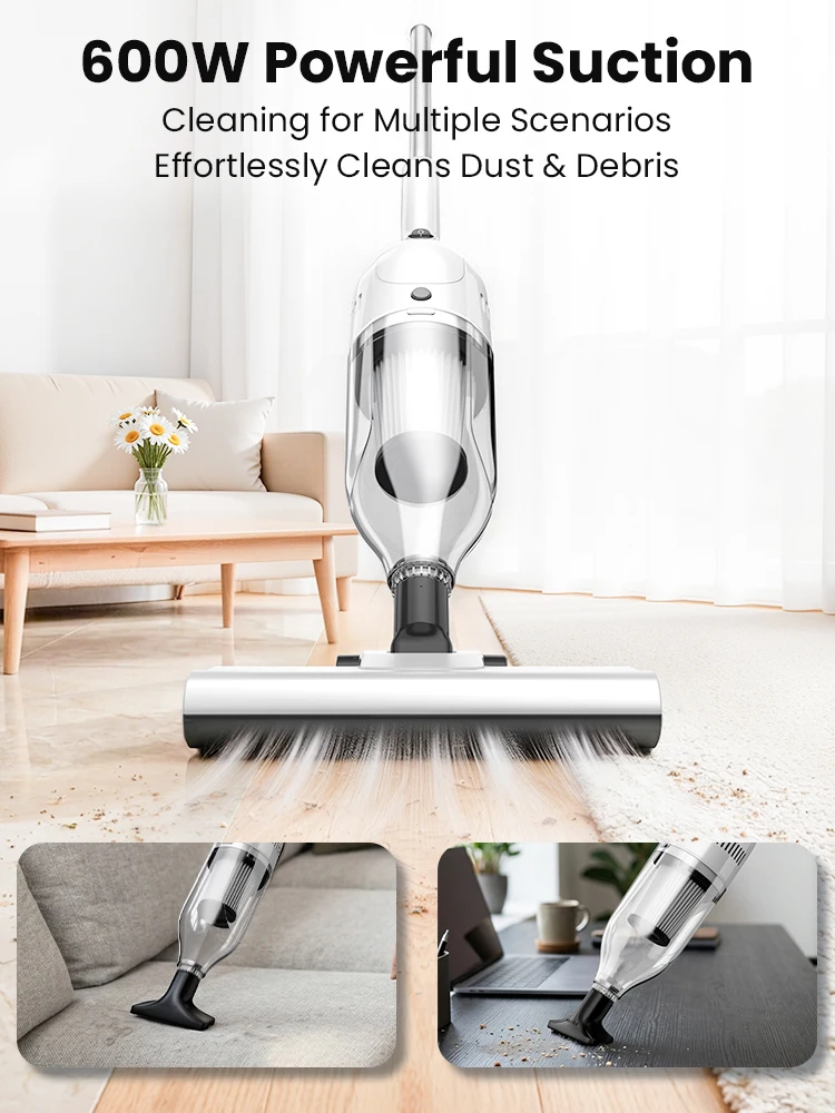 Vastorm R7 Corded Vacuum Cleaner 600W 20Kpa Powerful Suction Household Handheld Stick Vacuum Portable 3 in 1 Lightweight Cleaner 5M Long Cable Bagless Upright Vacuum for Hardwood Floor Carpet Pet Hair Cleaning