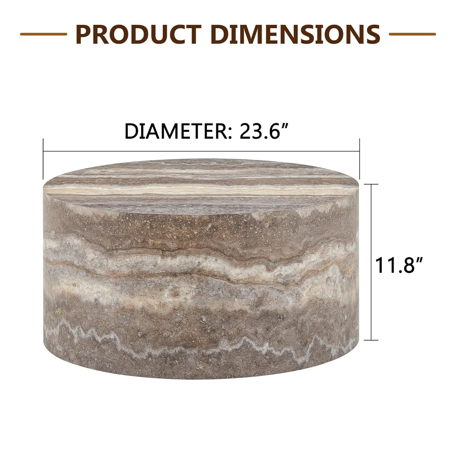 Round Coffee Table, 23.6" Modern Grey Faux Marble Drum Coffee Table, Round Accent Center Table for Living Room, Customized