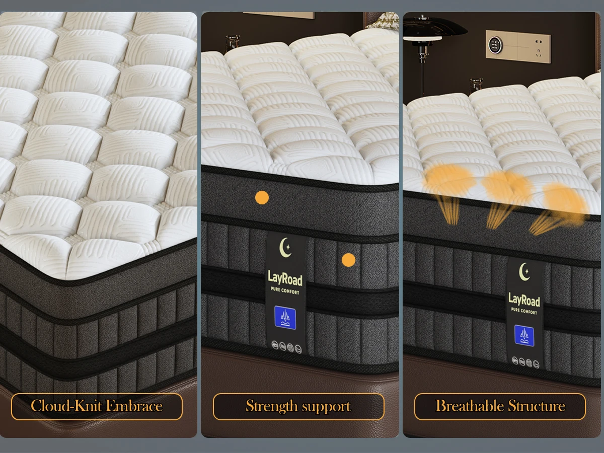 12inch Mattress in Twin, Full, Queen, And King Sizes - Ergonomically Designed, Medium Firm Hybrid Mattress, Cooling, Motion Isolation, Certipur- - for Pressure Relief And Comfort,Box-Packed for Bedrooms, Guest Rooms And Hotels