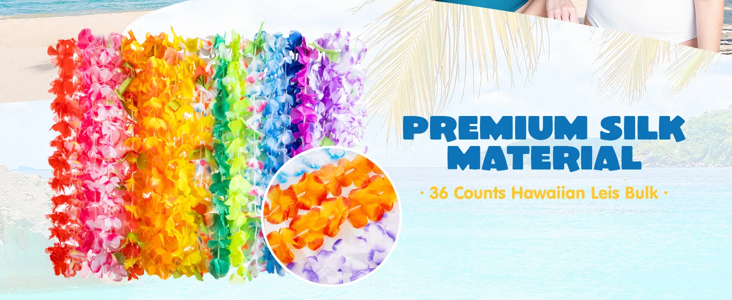 36/60 Pcs set Counts Hawaiian Leis Bulk Tropical Flower Lei Beach Party Favors Decoration Birthday Party Supplies Gift