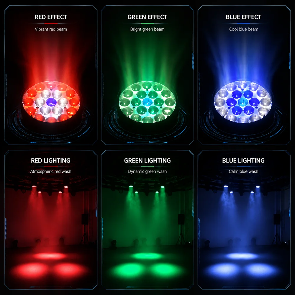 Ship From Local Warehouse 19x15w RGBW 4in1 Wash/Zoom Light With Ring Control DMX512 Moving Head Light DJ/Bar Stage Light