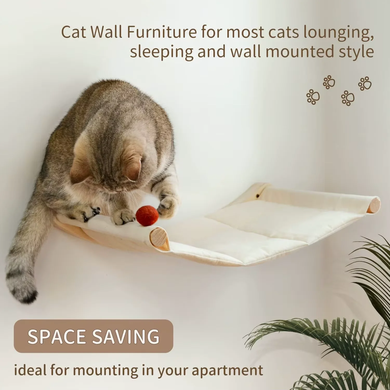 Wall Mounted Cat Hammock Set Multi Functional Climbing Shelves Perches Sisal Scratching Wooden Steps Ladder Large Cat Furniture Kit for Indoor Cats Sleeping Playing