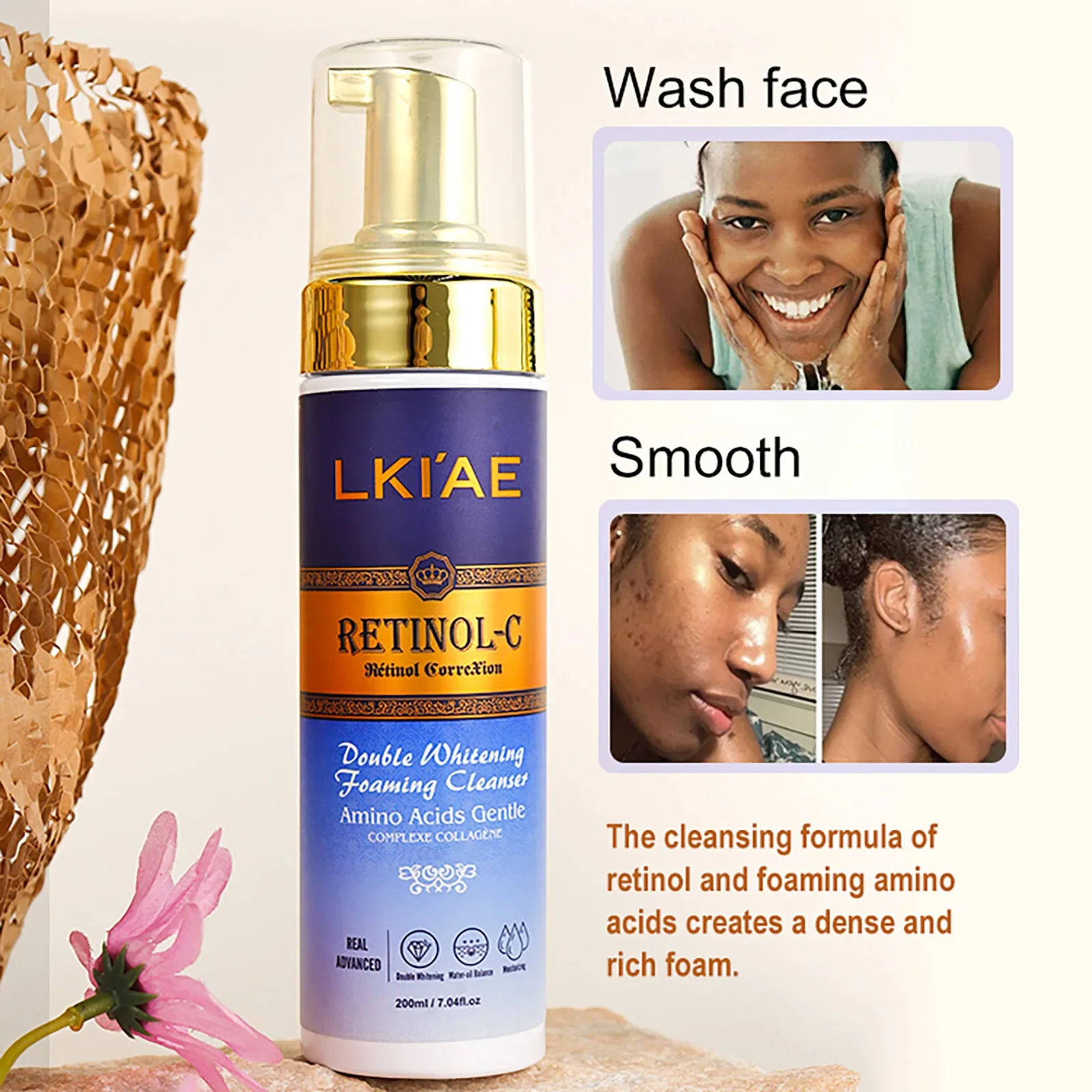 LKIAE Retinol Whitening Skin Care Set, Moisturizing, Reduce Wrinkles, Fine Lines, Dark Spots, With Collagen, Snail Extract