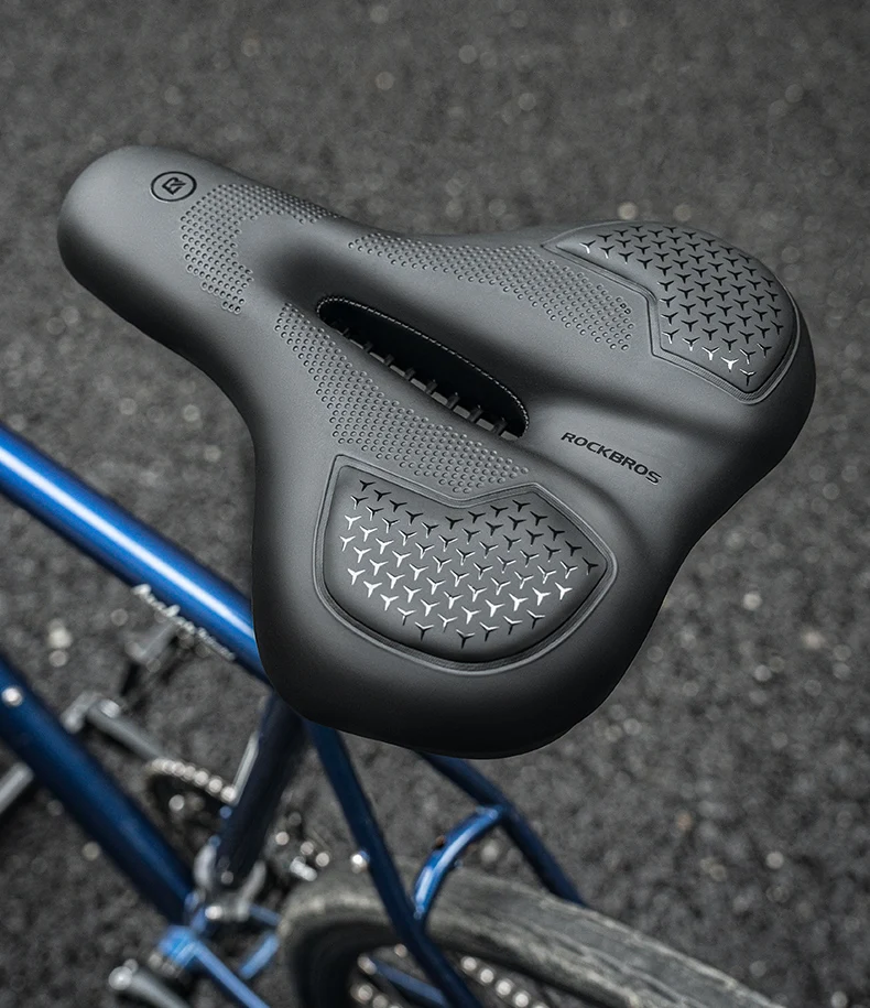 ROCKBROS Bike Saddle Silicone Cushion Shock Absorbing Comfortable Cycling Seat Hollow Breathable Thickened Sponge Bicycle Seat