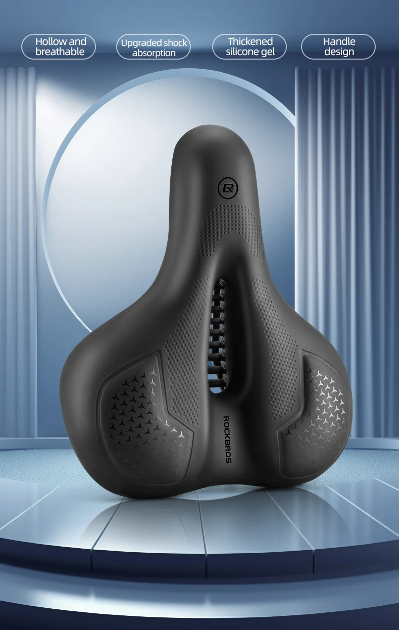 ROCKBROS Bike Saddle Silicone Cushion Shock Absorbing Comfortable Cycling Seat Hollow Breathable Thickened Sponge Bicycle Seat