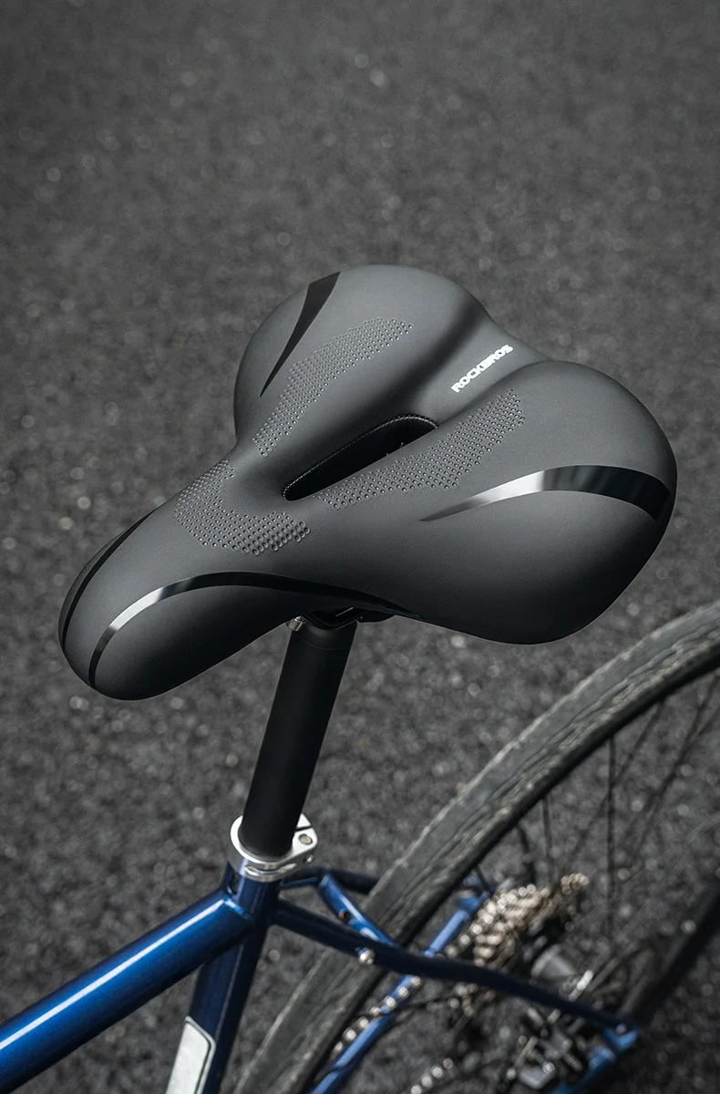 ROCKBROS Bike Saddle Silicone Cushion Shock Absorbing Comfortable Cycling Seat Hollow Breathable Thickened Sponge Bicycle Seat