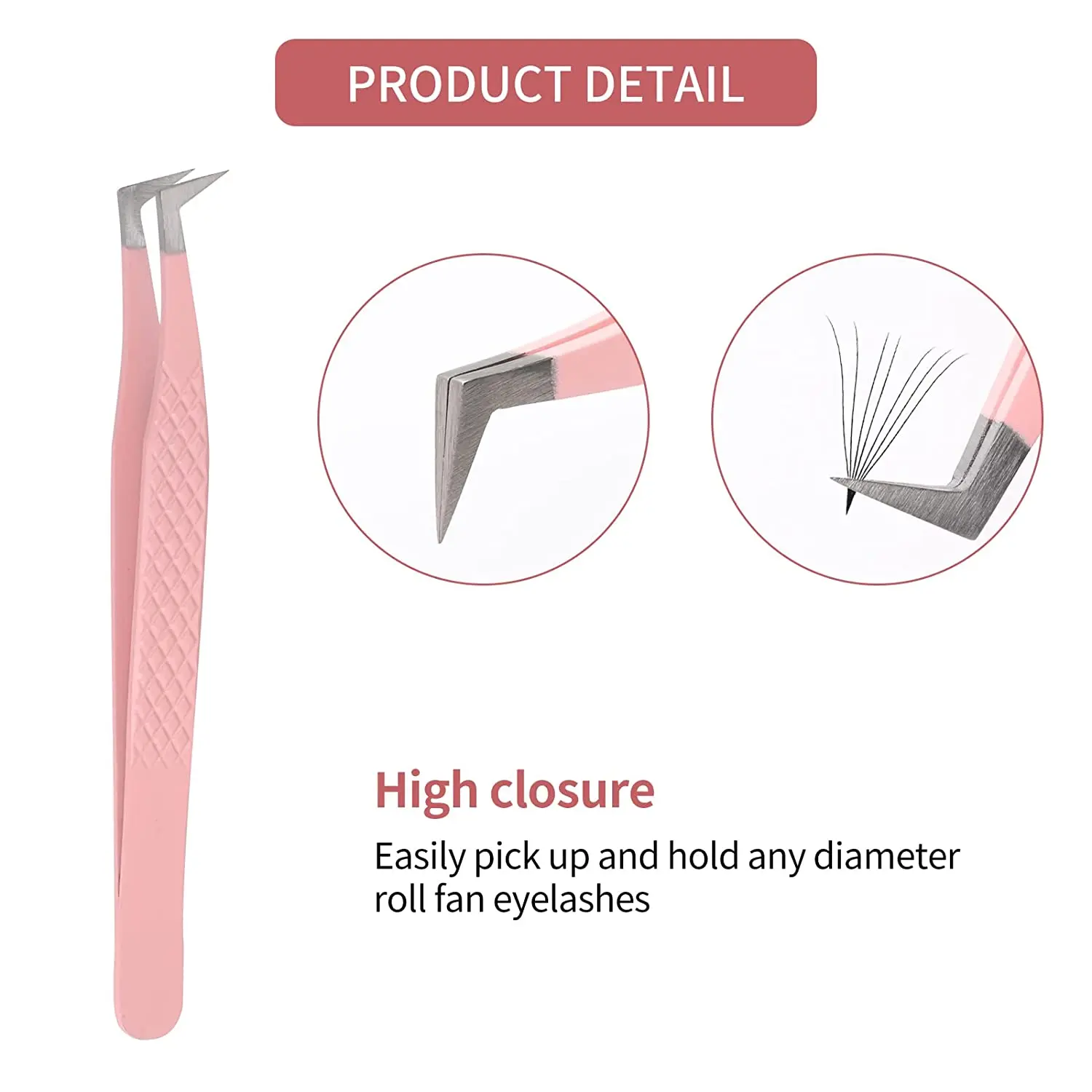 Veyes Inc Eyelash Extensions Tweezers Veyelash Professional 90 Degree Tweezers for Volume Stainless Steel 3D Accurate Closure