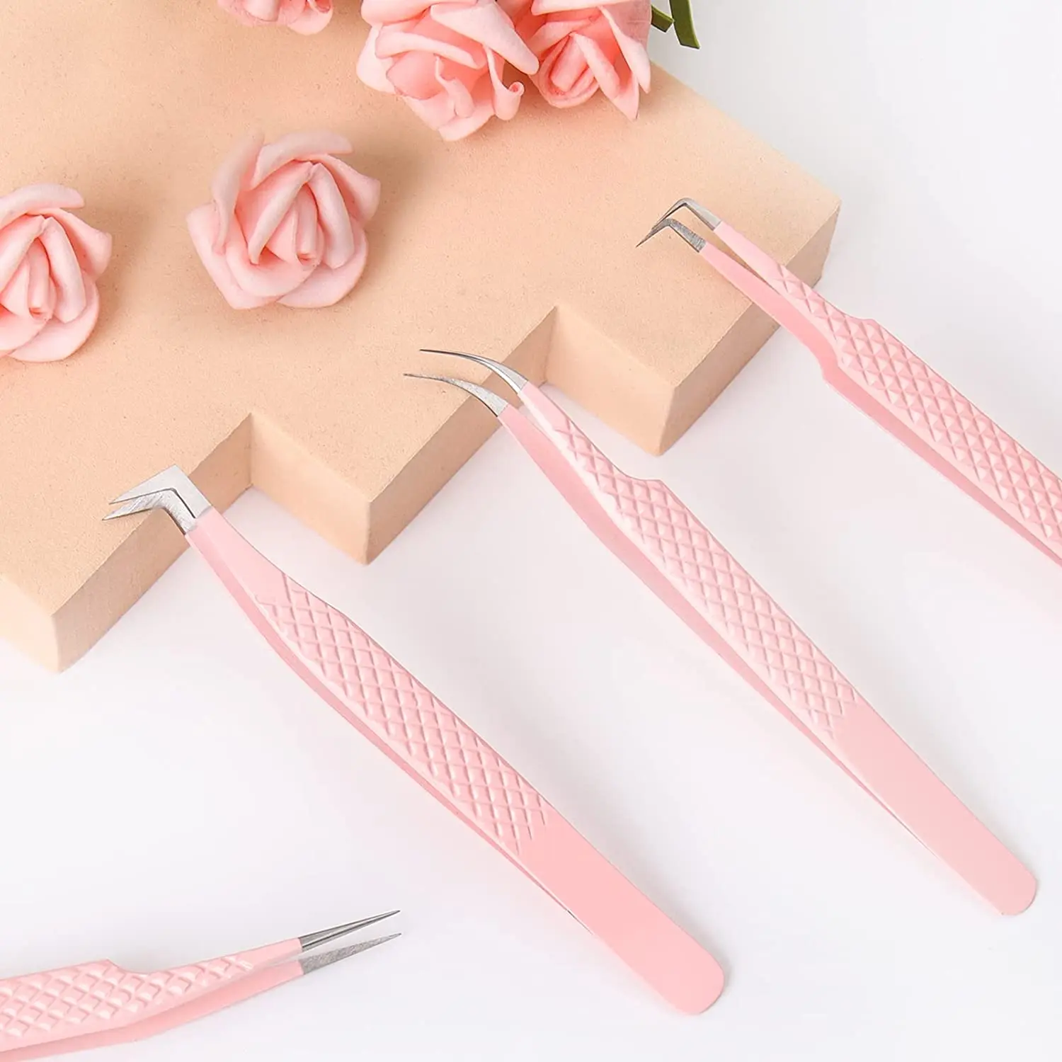 Veyes Inc Eyelash Extensions Tweezers Veyelash Professional 90 Degree Tweezers for Volume Stainless Steel 3D Accurate Closure