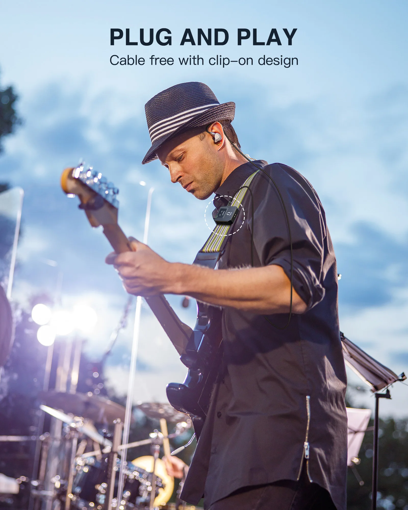 LEKATO Wireless IEM System-1 Transmitter to 10Receivers,30H Case,150ft Range for Live Band Low-Latency2.4G with OTG Input(MS-20)