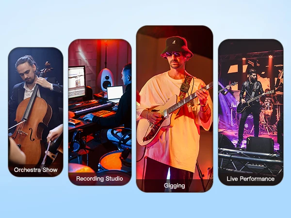 LEKATO Wireless IEM System-1 Transmitter to 10Receivers,30H Case,150ft Range for Live Band Low-Latency2.4G with OTG Input(MS-20)