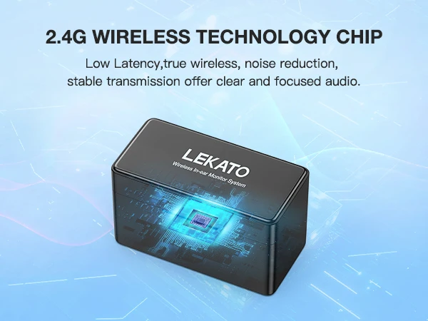 LEKATO Wireless IEM System-1 Transmitter to 10Receivers,30H Case,150ft Range for Live Band Low-Latency2.4G with OTG Input(MS-20)