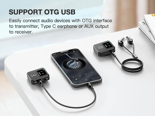 LEKATO Wireless IEM System-1 Transmitter to 10Receivers,30H Case,150ft Range for Live Band Low-Latency2.4G with OTG Input(MS-20)