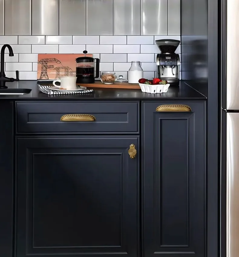 Goo-Ki Modern 3''Hole Centers Brushed Brass Cabinet Pulls,Accessible Luxury Zinc Alloy Din Cup Cabinet Pulls with Mordern Style