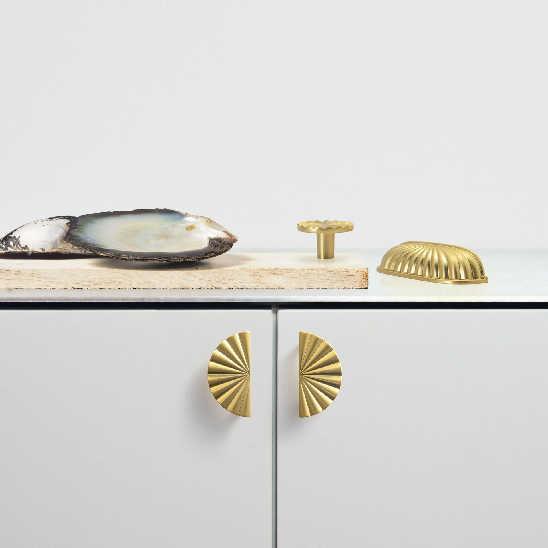 Goo-Ki Modern 3''Hole Centers Brushed Brass Cabinet Pulls,Accessible Luxury Zinc Alloy Din Cup Cabinet Pulls with Mordern Style