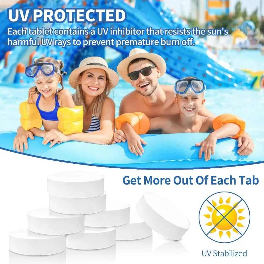 Chlorine Tablets TABIT Swimming Pool Long Lasting Chlorinating Tablets Slow Dissolving Tri-Chlor for Swim Pool