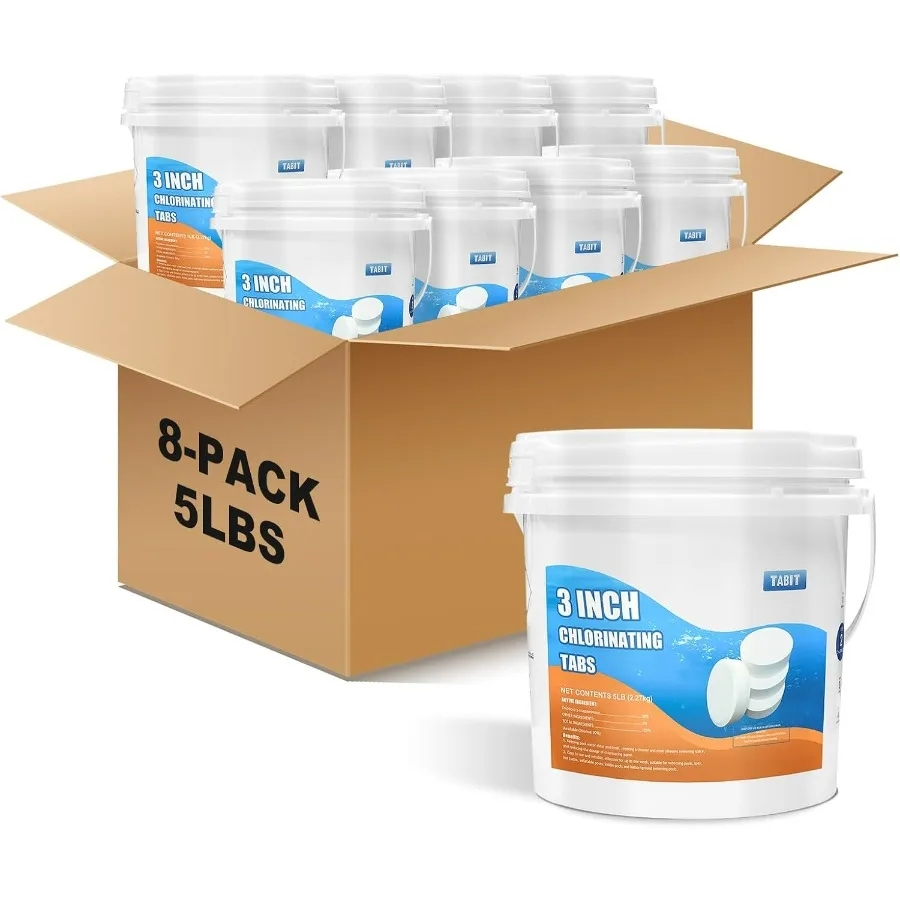 Chlorine Tablets TABIT Swimming Pool Long Lasting Chlorinating Tablets Slow Dissolving Tri-Chlor for Swim Pool