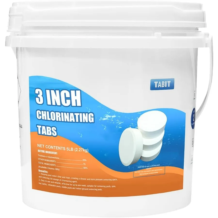 Chlorine Tablets TABIT Swimming Pool Long Lasting Chlorinating Tablets Slow Dissolving Tri-Chlor for Swim Pool
