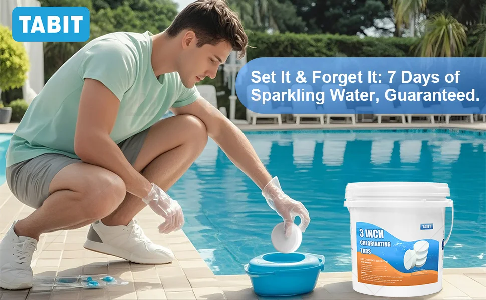 Chlorine Tablets TABIT Swimming Pool Long Lasting Chlorinating Tablets Slow Dissolving Tri-Chlor for Swim Pool