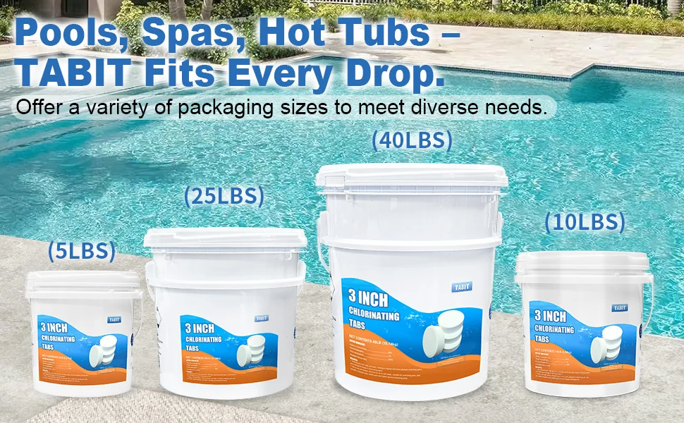 Chlorine Tablets TABIT Swimming Pool Long Lasting Chlorinating Tablets Slow Dissolving Tri-Chlor for Swim Pool
