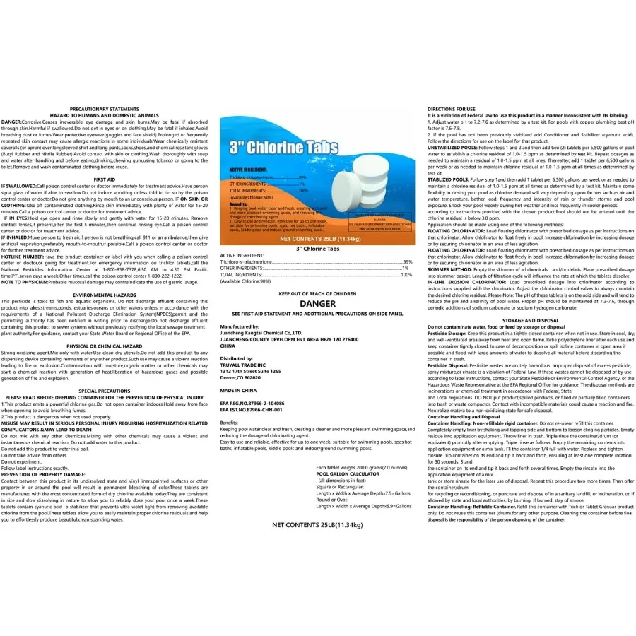Chlorine Tablets TABIT Swimming Pool Long Lasting Chlorinating Tablets Slow Dissolving Tri-Chlor for Swim Pool