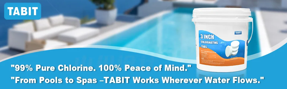 Chlorine Tablets TABIT Swimming Pool Long Lasting Chlorinating Tablets Slow Dissolving Tri-Chlor for Swim Pool