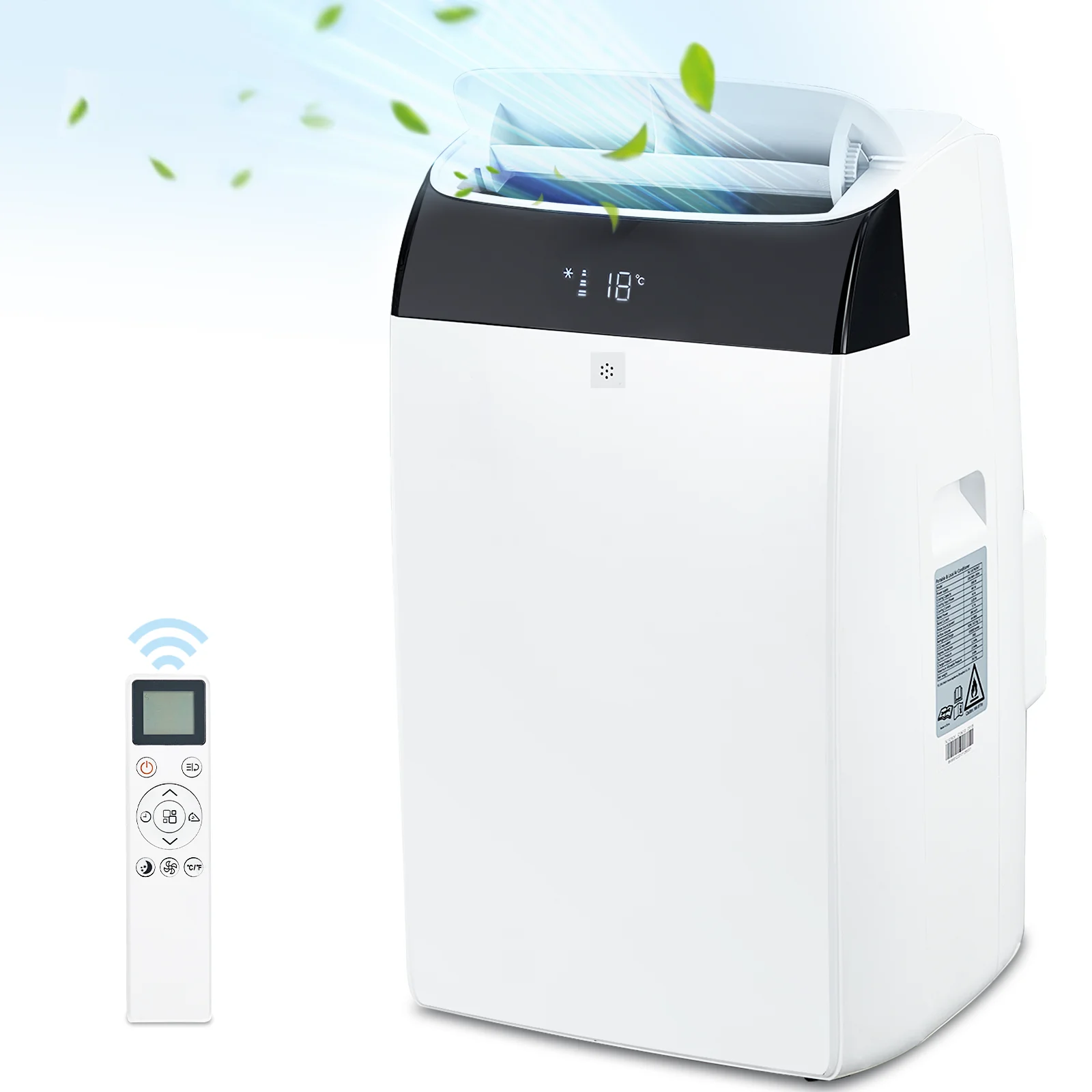 14000 BTU Portable Air Conditioner with Dehumidifier, AC Unit with Remote,Window Mount Exhaust Kit,for Rooms Up to 750 Sq. Ft.