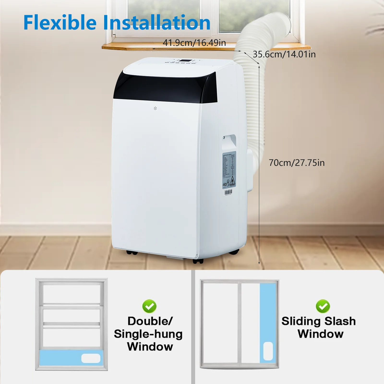 14000 BTU Portable Air Conditioner with Dehumidifier, AC Unit with Remote,Window Mount Exhaust Kit,for Rooms Up to 750 Sq. Ft.