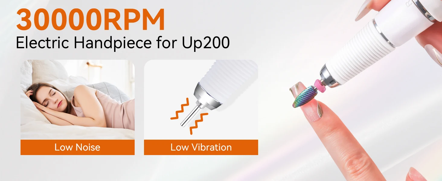 MAKARTT 30000RPM Electric Handpiece for Up200 Nail Drill Machine Professional E File 3 Pins White