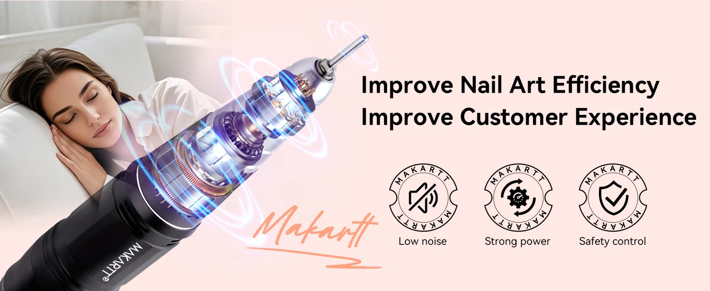 MAKARTT 30000RPM Electric Handpiece for Up200 Nail Drill Machine Professional E File 3 Pins White