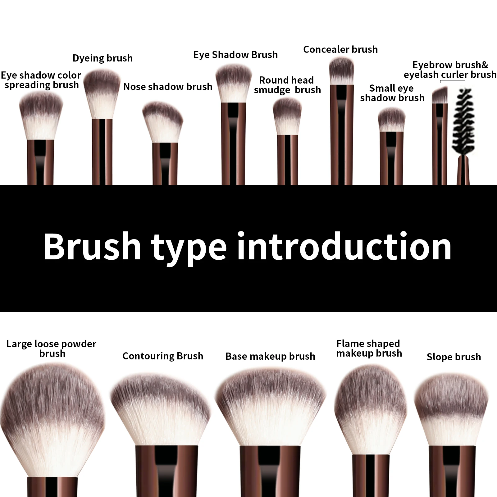 13PCS Makeup Brush Set Foundation Concealer Powder Eyeshadow Blush Brush Kabuki Blending Cosmetic Beauty Tool for Face