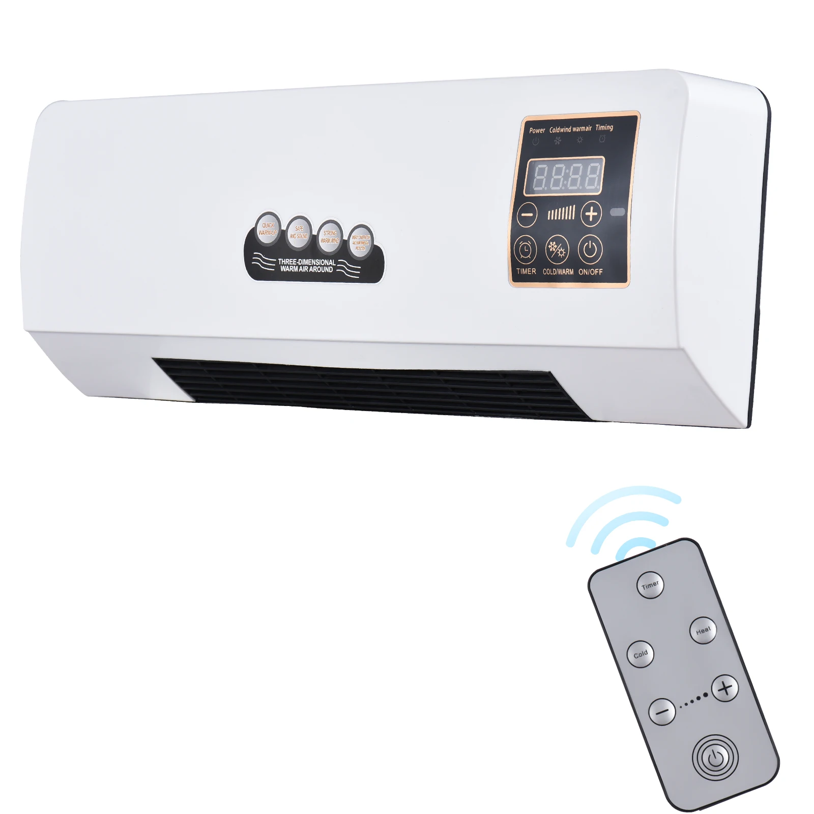 2-in-1 Heater and Fan Combo 1800W Timing Function Dual Use Wall Mounted Electric Fan and Space Heater with Remote Control