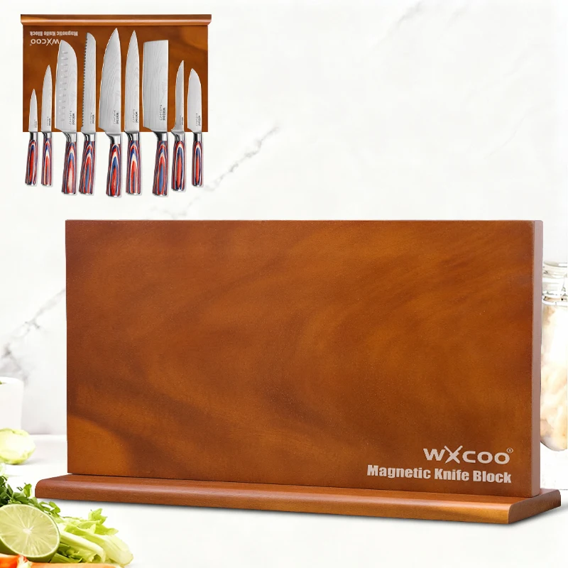 1PC Upgraded Home Kitchen Double-sided Wooden Magnetic Knife Block Kitchen-Friendly Kitchen Accessories for Kitchen Convenience Exceptional User Experience No Drilling Storage Magnetic Stands Organizer Tools