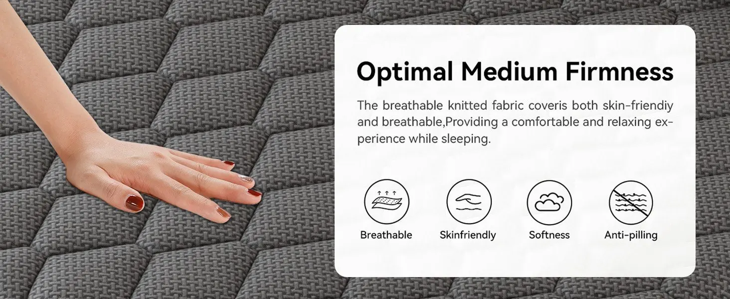 ENSHUI 12/14 Inch Hybrid Mattress Twin Full Queen King – Bed In A Box With Gel Memory Foam And Pocket Springs For Pressure Relief, Cool Breathable Sleep And Edge Support – Medium Firm, Durable, Fiberglass-Free And Odorless Mattress