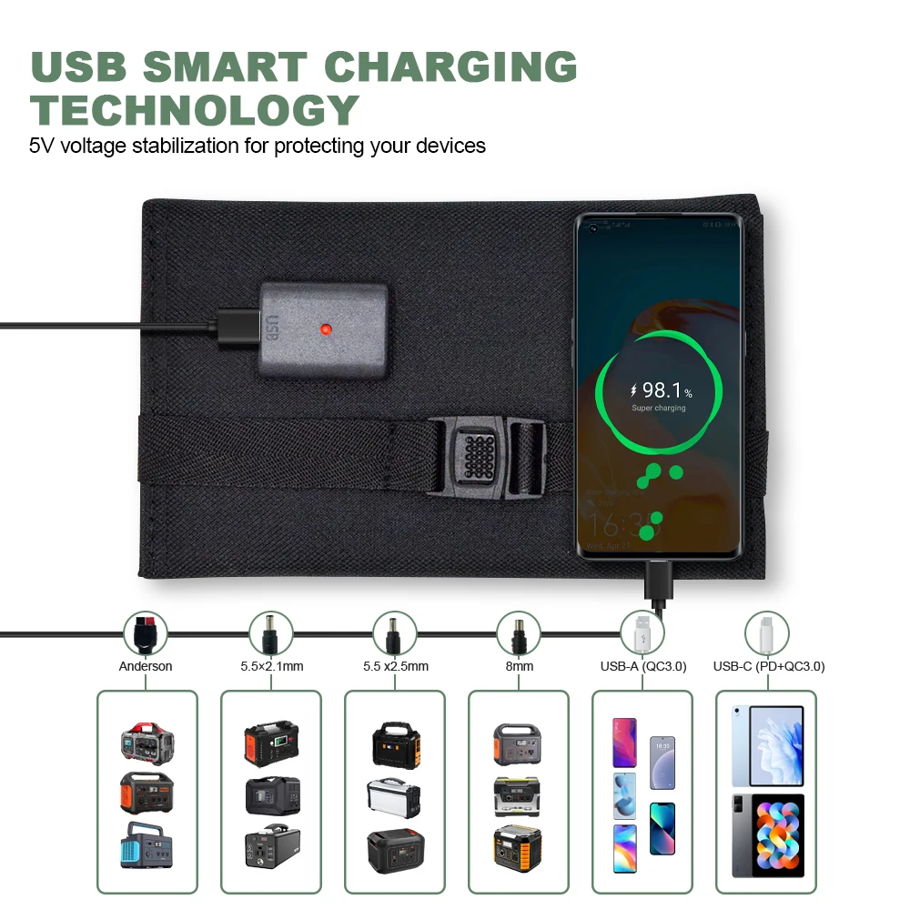 Portable Polysilicon Solar Panel Charger USB 40W 5V DC Foldable Solar Panel For Phone Charge Power Bank For Hiking Camping