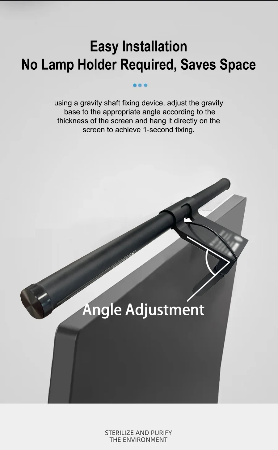 Stepless Dimmable RGB Monitor Light Bar, LED Screen Hanging Lamp with Atmosphere Lighting for Gaming & Study