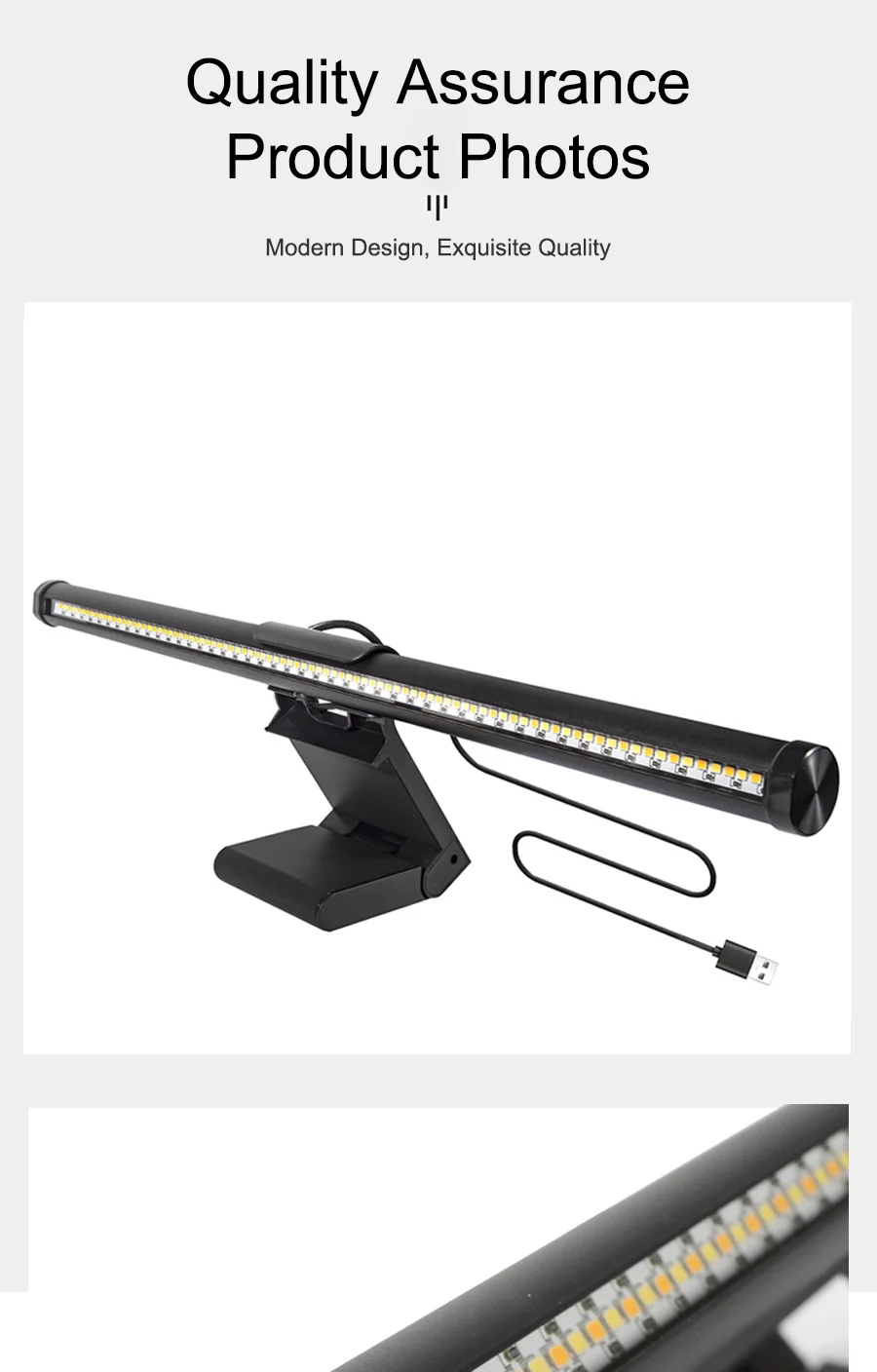 Stepless Dimmable RGB Monitor Light Bar, LED Screen Hanging Lamp with Atmosphere Lighting for Gaming & Study