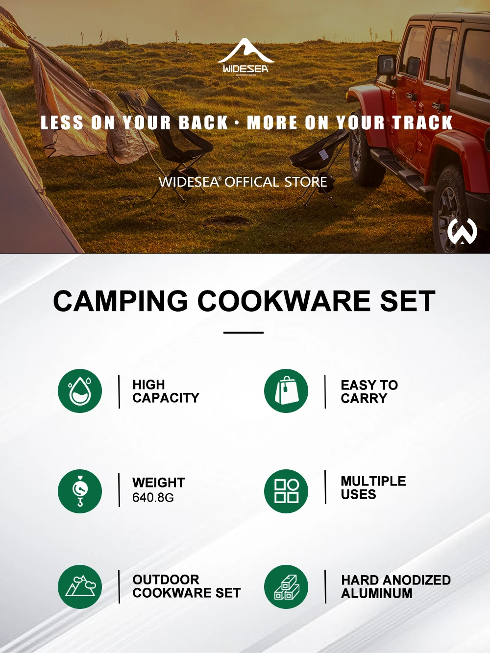 Widesea Camping Gas Stove Tableware Set Portable Gear Tourist Gadgets Kitchen Stuff Cooking Survival Camper Accessories Supplies