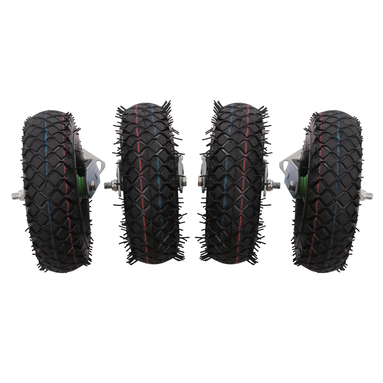 10 Inch Pneumatic Casters Set of 4, Heavy Duty Casters Air Tires Rubber Wheel with Tread Pattern for Hand Truck, Freight Equipment, 275.58lbs Capacity