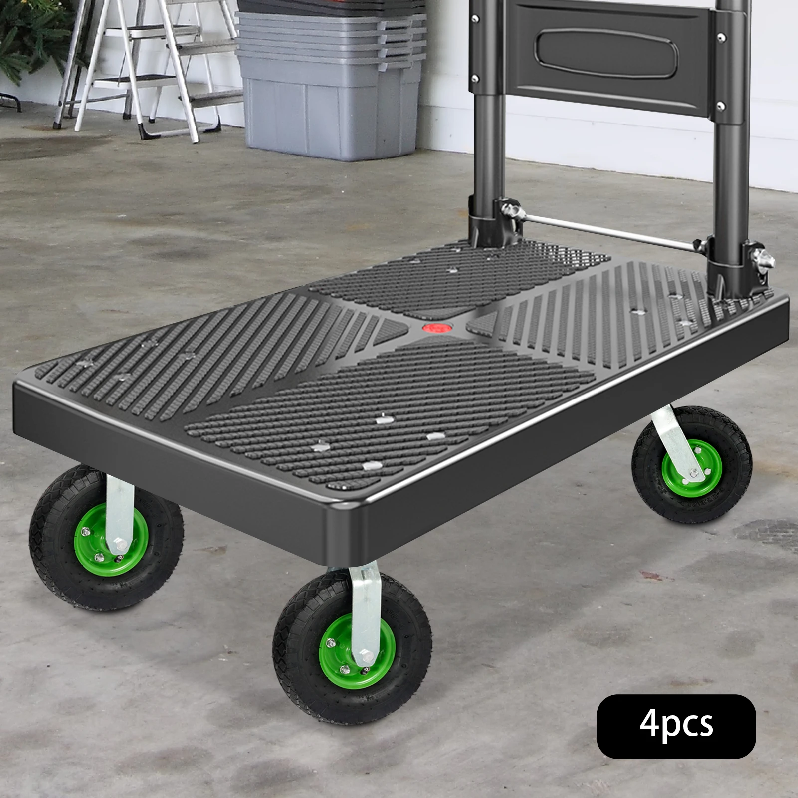 10 Inch Pneumatic Casters Set of 4, Heavy Duty Casters Air Tires Rubber Wheel with Tread Pattern for Hand Truck, Freight Equipment, 275.58lbs Capacity