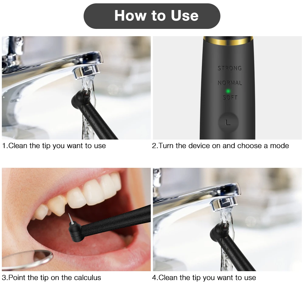 Electric Ultrasonic Dental Scaler 5 Modes Calculus Oral Tartar Remover Tooth Stain 9 Levels Cleaner Teeth Whitening Oral Care