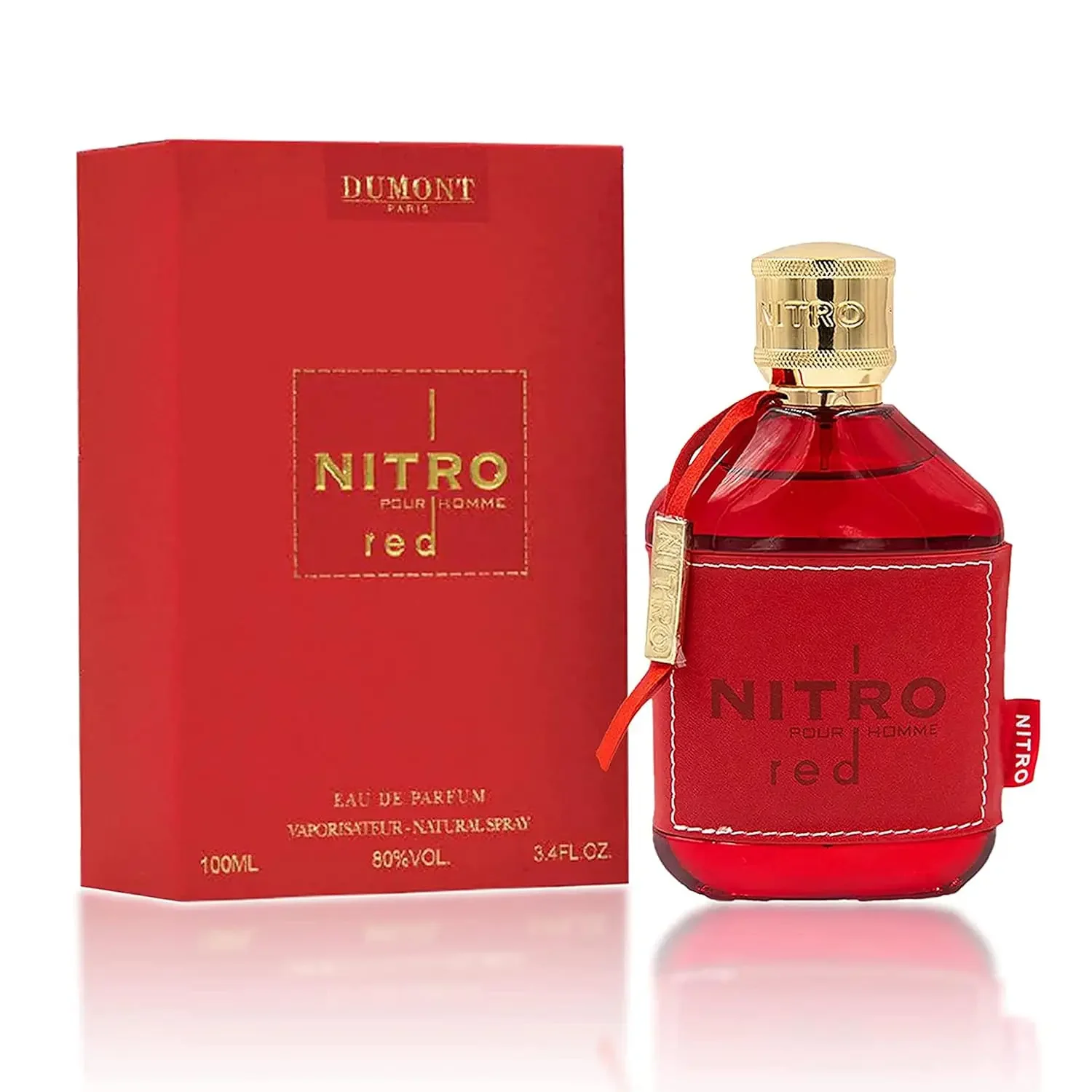 Dumont Nitro Red Intense 100ml 3.4oz EDP Spray Fresh Fruity Watery Woody Amber Unisex Cologne Long Lasting Summer Travel Daily Wear Office Date Night Graduation Season Birthday Christmas Xmas Holiday Gift Idea New Arrival Collection