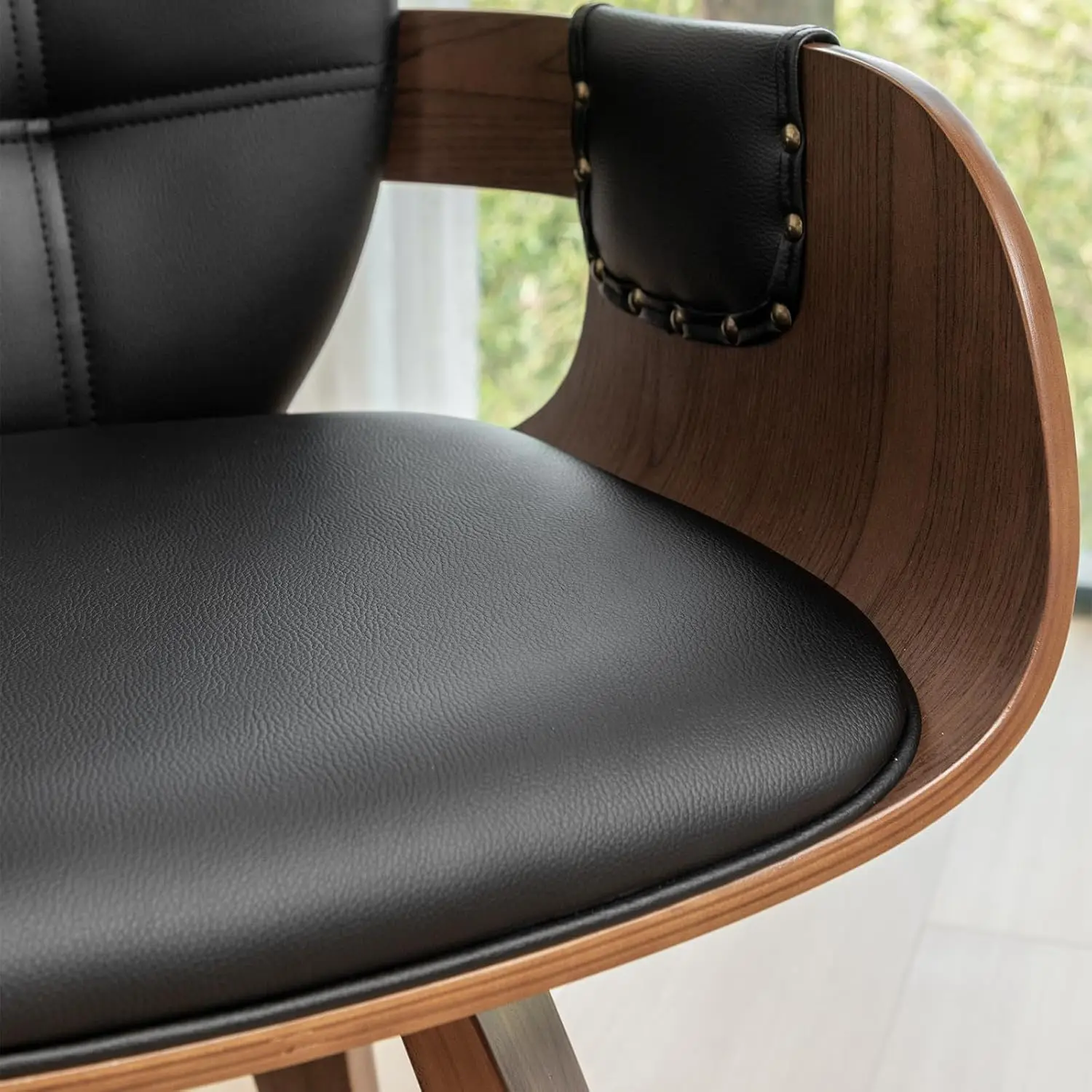 Set of 2 Mid Century Modern Chairs, Swivel Dining Chairs with Arms and Curved Back, Faux Leather Reception Room, Customized