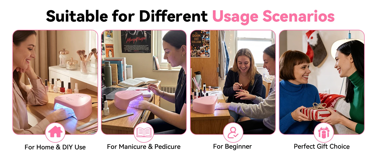 Makartt Compact Travel UV Nail Lamp Gel Polish Plug-in Nail Dryer 5s Flash Cure 99s Mode Dark Thick Gels Auto Sensor 4 Timers