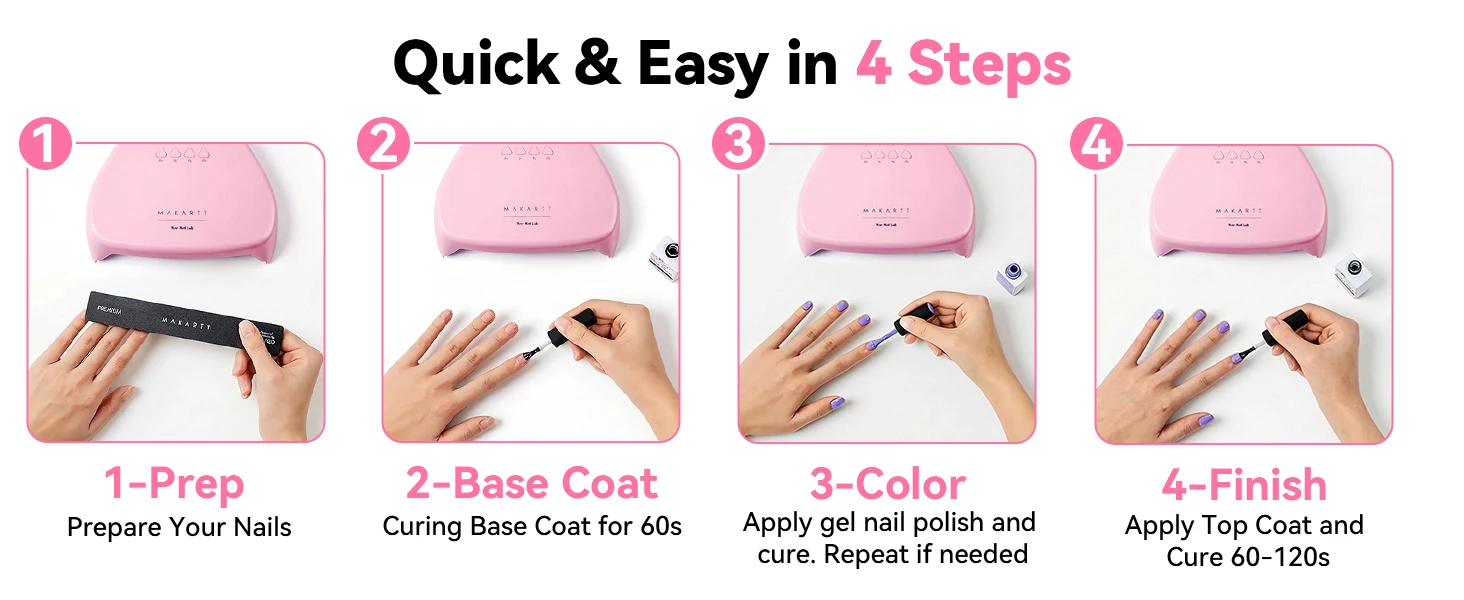 Makartt Compact Travel UV Nail Lamp Gel Polish Plug-in Nail Dryer 5s Flash Cure 99s Mode Dark Thick Gels Auto Sensor 4 Timers