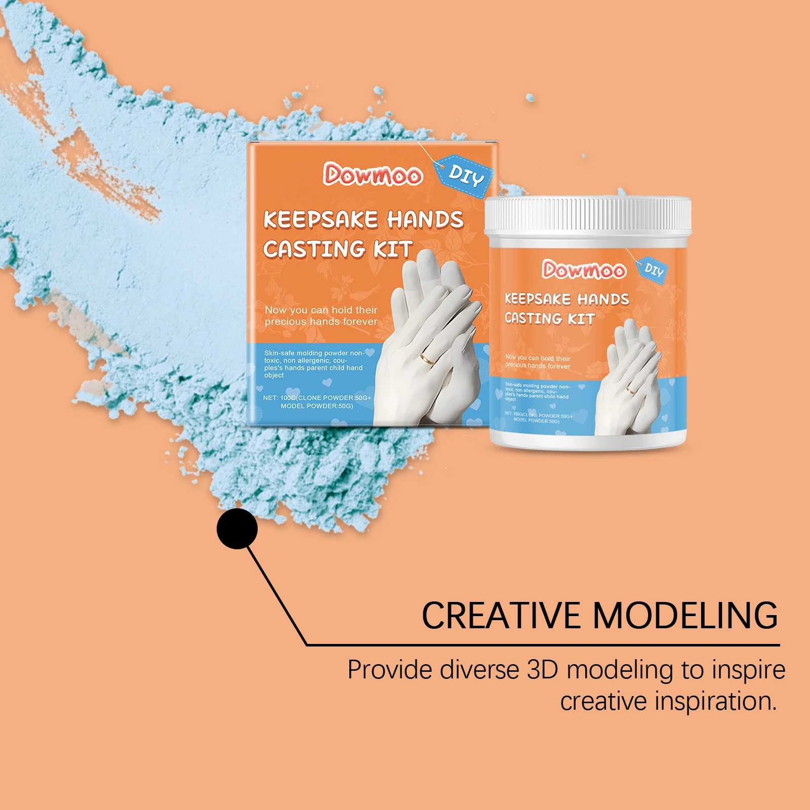 100G Keepshake Hand Mold Casting Set for Couple Meanningful Gift Romantic DIY 3D Gift Non-toxic Skin-friendly Hand Mold Diy Set