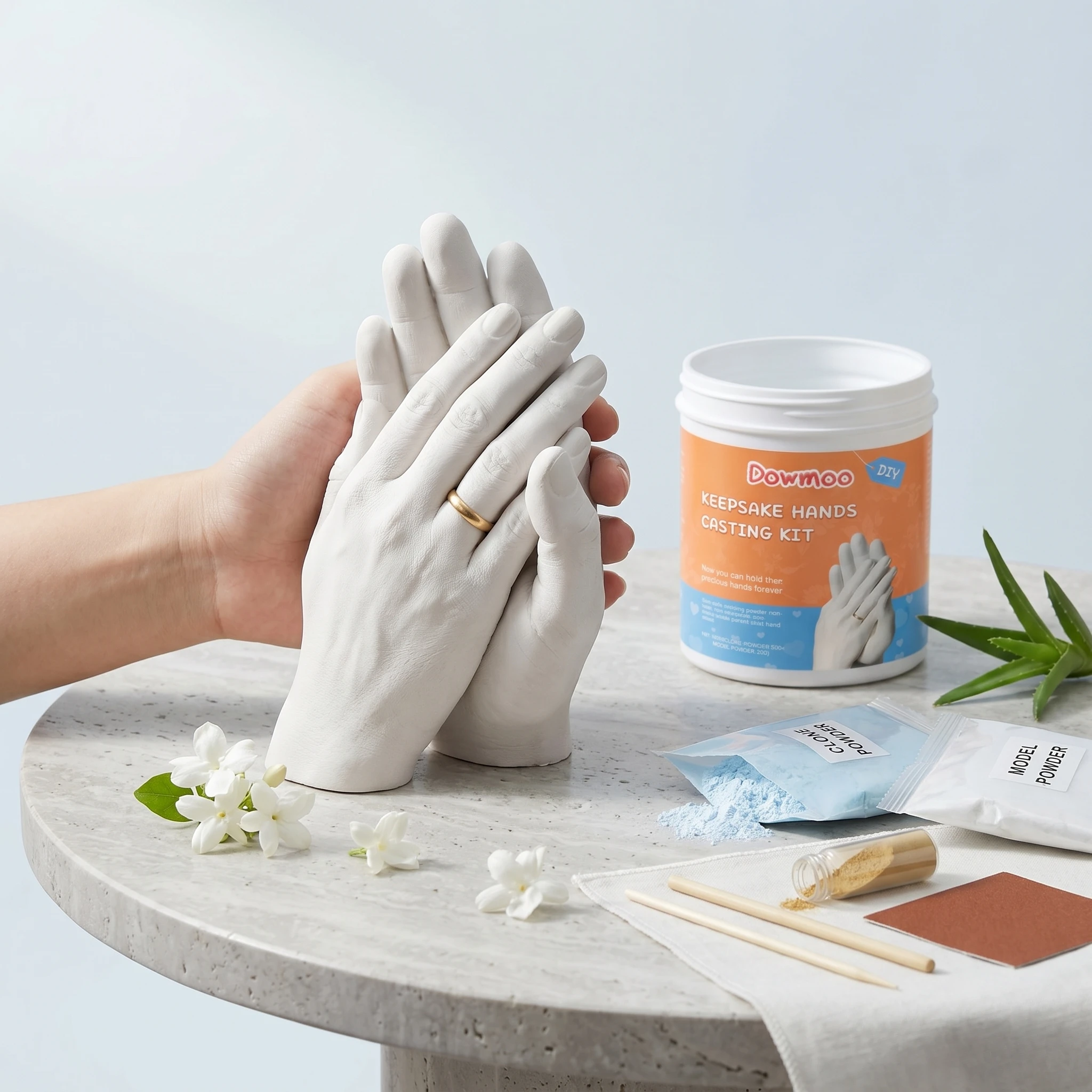 100G Keepshake Hand Mold Casting Set for Couple Meanningful Gift Romantic DIY 3D Gift Non-toxic Skin-friendly Hand Mold Diy Set